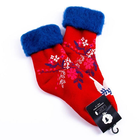 ソックス fromF モコモコソックス マルヤッコ/フラワーベース レッド サイズM 36-38 (22.5ー25cm)TV098MRD